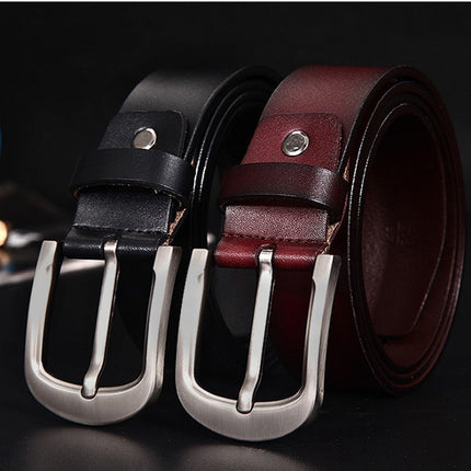 Korean Version Of The Trend Of Casual Retro Pants Pure Cowhide Leather Belt