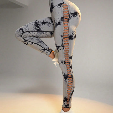 3 Pack Women's Tie-Dye Cutout Yoga Pants High-Waisted Leggings Women's Tie-Dye Leggings,, Leggings Women High Waisted Seamless Workout Leggings Gym Booty Tights Tummy Control Yoga Pants