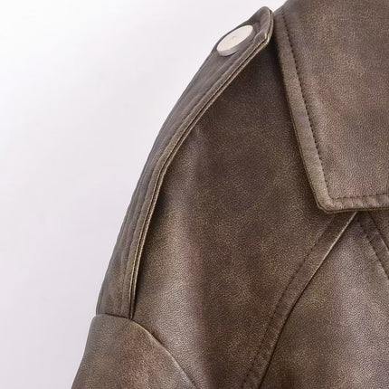 Women's Washable Gradient Leather Jacket