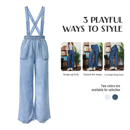 Women's High-Waist Jeans, Convertible Wide-Leg Full-Length Jeans With 3-in-1 Adjustable Hem, Tencel Lyocell For Summer. Forbidden Platform - Temu