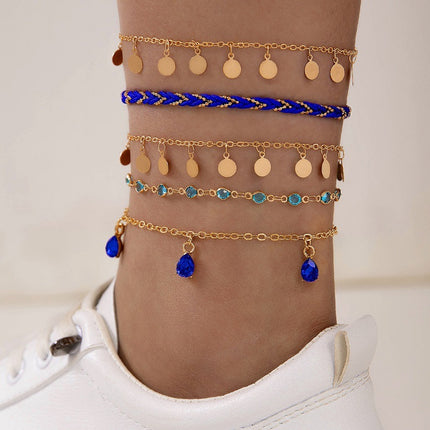Fashion Personality Alloy Round Color Diamond Anklet