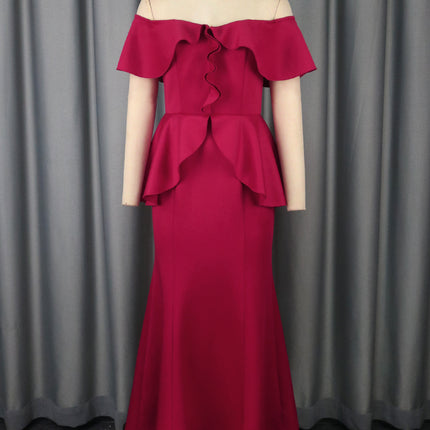 Strapless Ruffled Off-the-shoulder Dress Fishtail Dress