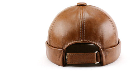 Winter Leather Warm No-brimmed Melon Hat Old Man Hat