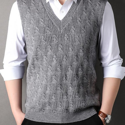 Woolen Vest Men's Twisted Loose Middle-aged Knitted Dad Vest Base Sleeveless Shirt Wholesale