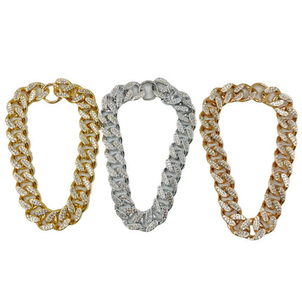 Dog Rhinestone-encrusted Chain Plastic Electroplated Decorative Necklace