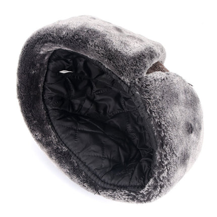 Middle-aged And Elderly Pu Leather Senior Hat With Velvet Warm And Windproof