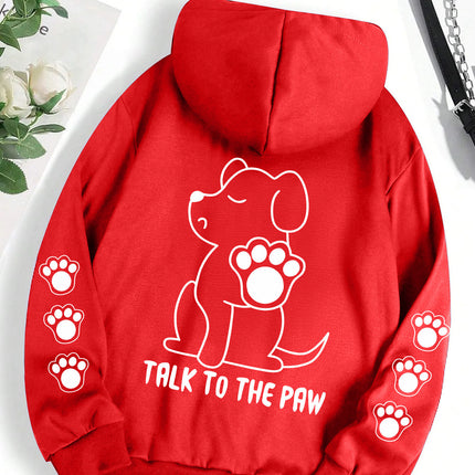 Funny Dog Cartoon Printed Hoodie Women's Warm