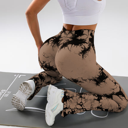 2 Pack Tie Dyed High Waisted Flared Butt-lifting Fitness Sports Women's Yoga Bell-bottom Pants, Workout Leggings For Women, Gym Scrunch Butt Butt Lifting Seamless Leggings