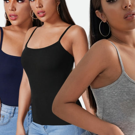 3PCS Solid Color Halter Top For Women