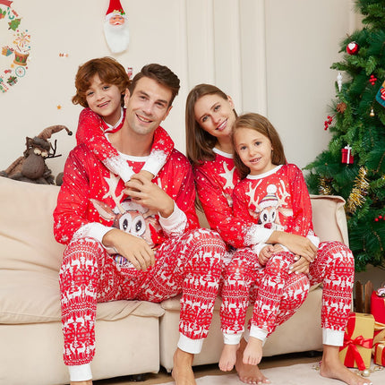 Christmas Cartoon Reindeer Print Parent-child Christmas Suit Pajamas