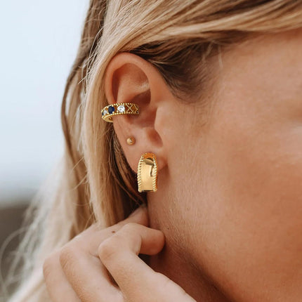 Lxalry Liquid Metal Fusion Stud Set  14K Gold   Silver Prism Earrings  Hypoallergenic 5-Size Jewelry For Everyday Elegance To Evening Glamour