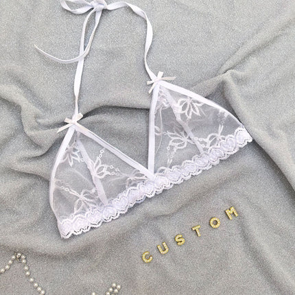 Custom Lingerie Set For Women Thong Panties Bra Set With Name Rhinestone Customized Thongs Personalized G-String Jewelry Gift