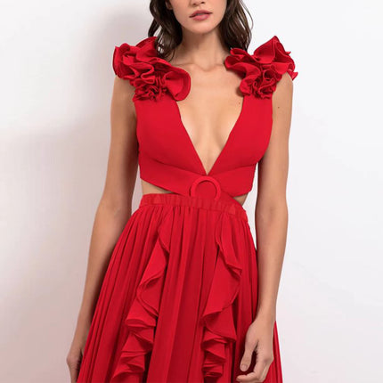 One-piece Women's Solid Color Covering Belly Thin Backless Swimsuit