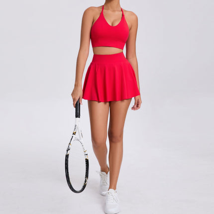 Casual Bra Skirt Running Outfit Breathable Tennis Suit Two-piece Set