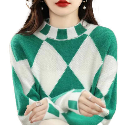 Mock Neck Sweater Bottoming Shirt New Color Matching