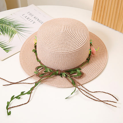 Women's Flat Straw Hat Sun Protection Hat Sun-proof Western Style Beach Hat