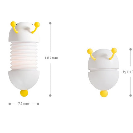 Creative Caterpillar Night Light Bedside Lamp LED USB Charging Wall Lamp with Magnet Extendable Soft Bedroom Light