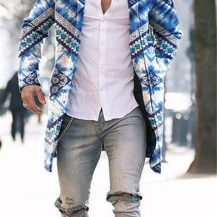 Men's Woolen Stand Collar Mid-length Trench Coat