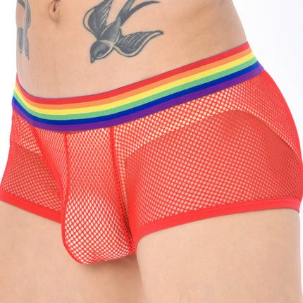 Men's Low Waist Mesh Panties Rainbow Belt Breathable Boxers