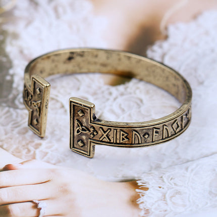 Ancient gold text bracelet