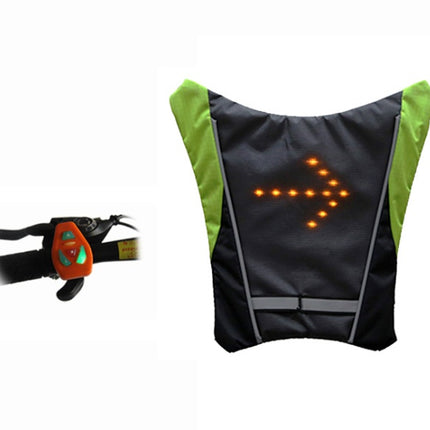 USB Rechargeable Reflective Vest Backpack with LED Turn Signal Light Remote Control Outdoor Sport Safety Bag Gear for Cycling