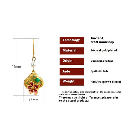 Real Gold Plating Antique 925 Silver Pin Earrings