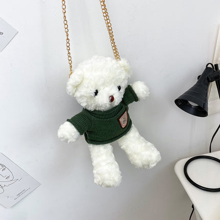 Creative Teddy Bear Chain Plush One Shoulder Messenger Bag