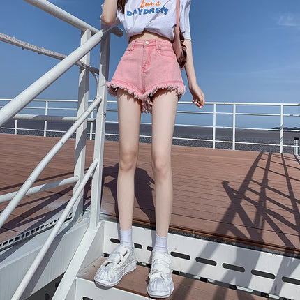 High Waist Denim Shorts Women's Summer Frayed