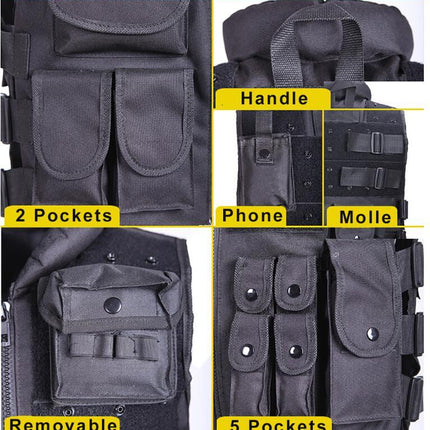 Tactical Vest Black Mens Military Hunting Vest