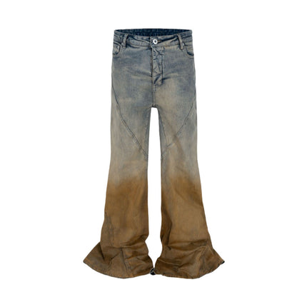 Men's Gradient Trousers Wide Leg Distressed Casual Jeans
