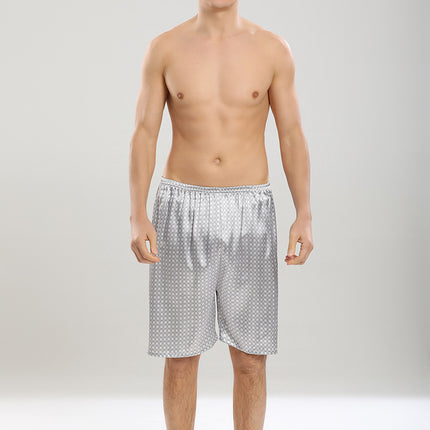 Men's Spring Summer Long Sleeve Silk Nightgown Two Piece Set