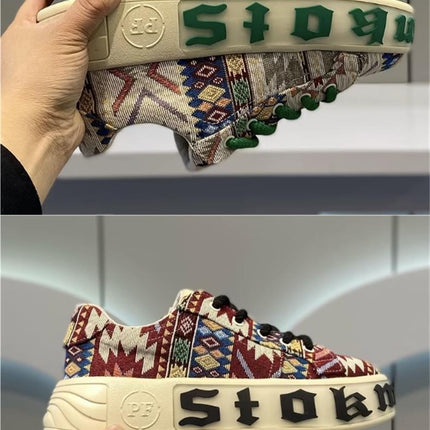 Breathable Low Top Printed Board Shoes Men's Versatile Cloth Shoes