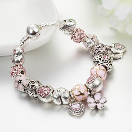 Pink drip flower bracelet