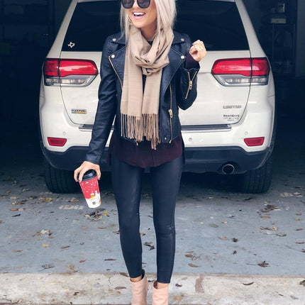 Side zip leather jacket