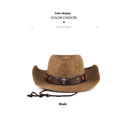 Outdoor Sunshade Western Denim Mixed Color Straw Hat