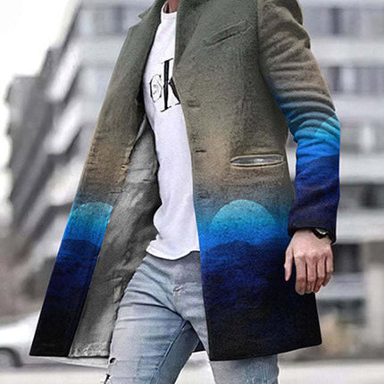 Autumn And Winter New Men's Woolen Stand Collar Medium Long Pocket Casual Coat