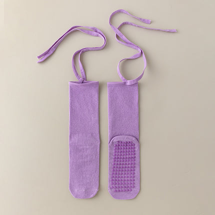 Women's Anti-slip Cross Lace-up Yoga Pilates Dance Dopamine Sports Wear Mid-calf Socks