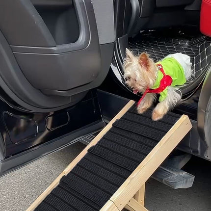 Wooden Adjustable Pet Dog Ladder Foldable Portable Non-slip Ramp