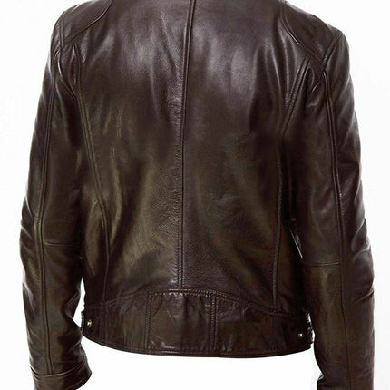 Pu Leather Collar Slim Leather Jacket