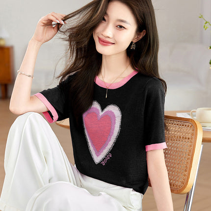 Fashion Love T-shirt Under Shirt Lightweight Breathable Short Top