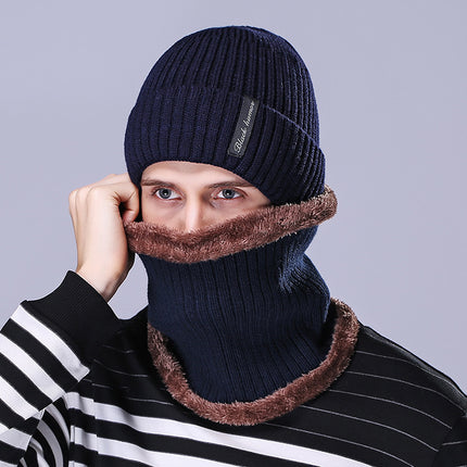 Men's Outdoor Knitted Hat Cold Neck Protection Two-piece Set