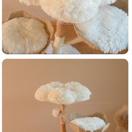 Natural Fruit Tree Cat Climbing Frame Solid Wood Rattan Cat Nest Cat Tree