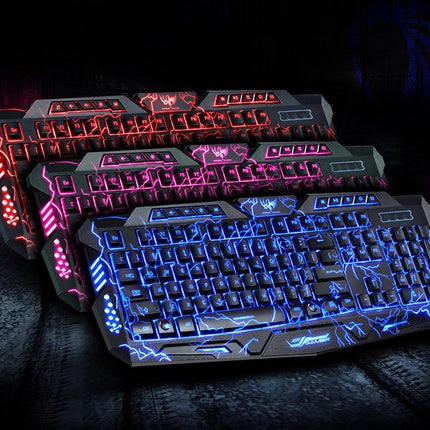 J10 tricolor backlight wired gaming keyboard set colorful luminous gaming mouse keyboard Russian keyboard