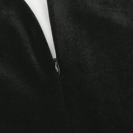 Women's Contrast Collar Maid Style Long Sleeve Short Dress