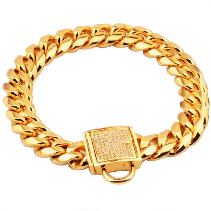 Pet dog collar stainless steel titanium steel gold encryption chain buckle dog chain