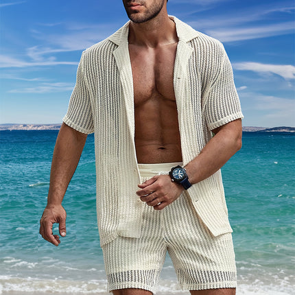 Men's Retro Cotton And Linen Stripes Henley Shirt Casual Loose Shirt Cardigan Lapel Men's Clothing