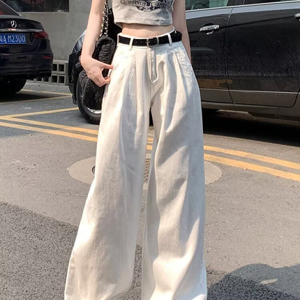 Women's Plus Size Loose American White Jeans