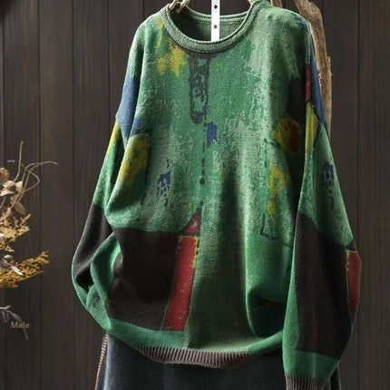 Painted Printing And Dyeing Cotton Sweater