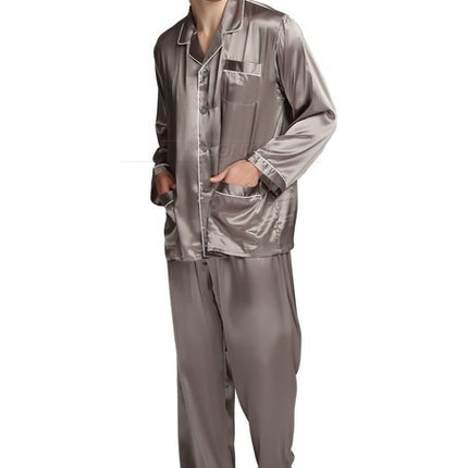 Men's silk satin pajamas suit casual wear
