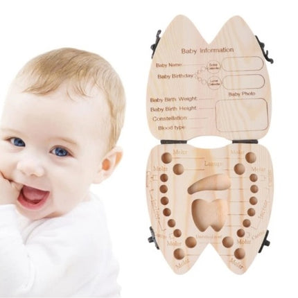 Wooden Baby Tooth Box Organizer Deciduous Teeth Storage
